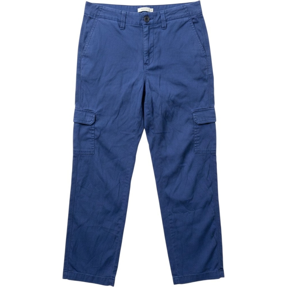 Chico's Cargo Crop Pants Blue Linen Blend Size 00 XS Utility Trousers Coastal